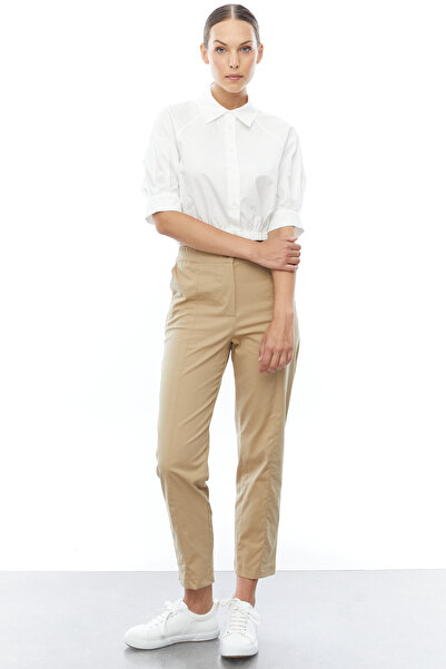 PAULMARK Дамски панталони с еластична талия и тясна кройка