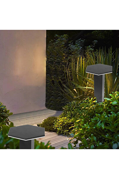 HAMER فانوس حديقة اسود لون الانارة اصفر 5 واط 60 سم