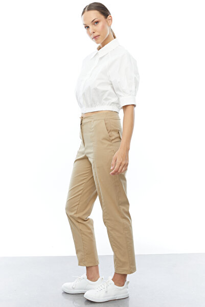 PAULMARK Дамски панталони с еластична талия и тясна кройка