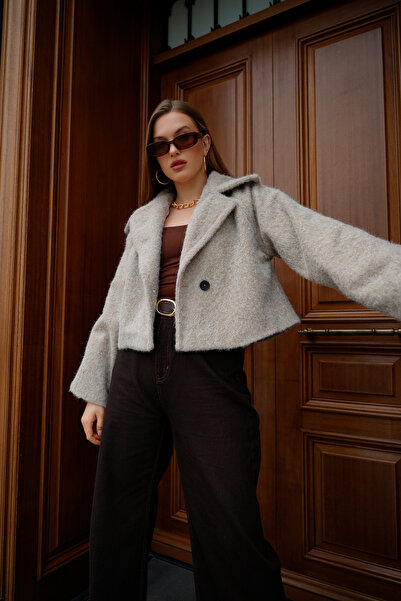 ASEDE Double-Breasted Collar Lined Buttoned Cashmere Jacket