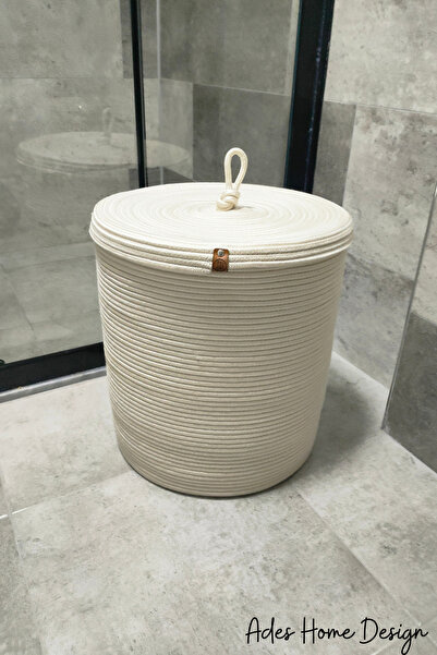 ADES HOME DESİGN Jute Laundry Basket, Dirty Basket, Toy Basket, Lid Basket, B...