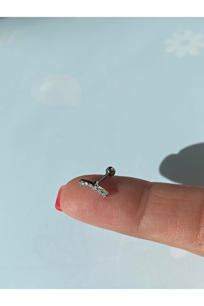 kurukafagift Zirkon Taşlı Ay Şeklinde Çelik Piercing Helix Tragus Kıkırdak Lo...