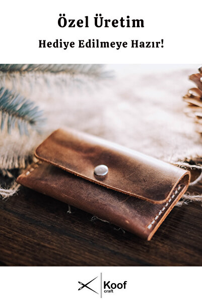 Koof Craft Rustic Snap 100% Genuine Leather Card Holder – Handcrafted Minimal Card Holder Wallet