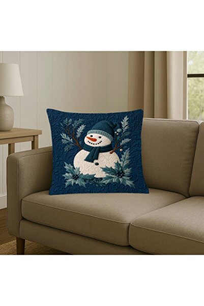 MİNOZA Digital Printed Snowman New Year Concept Decorative Throw Pillow Case