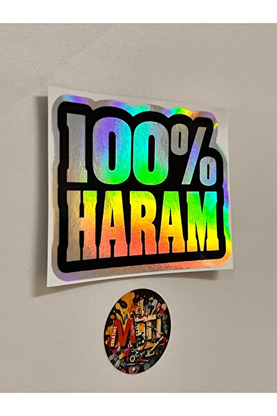 sticker 100% Haram Car Motorcycle Helmet Laptop Glass Sticker Printing 10X7.5Cm Hologram