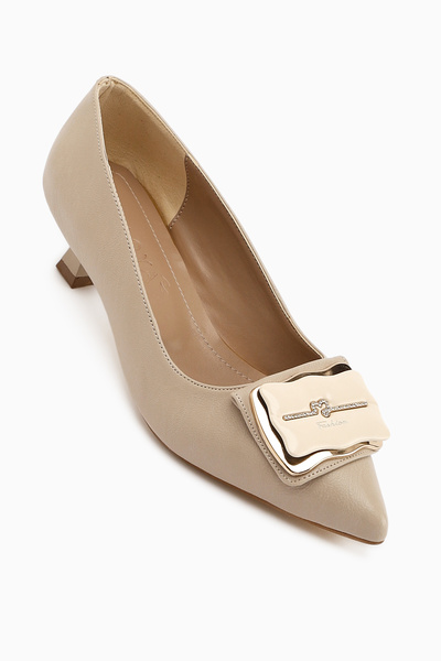 Limoya Judita Beige Buckle Women's Heeled Shoes