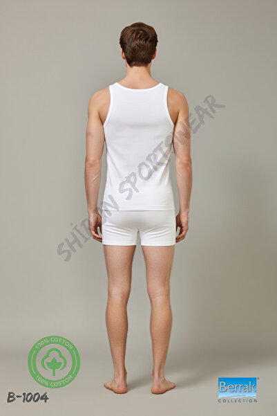 Shiron Sportswear&Company 100% Cotton Men's Undershirt 6 Pieces White Classic Cut Economical Package Berrak - 1004