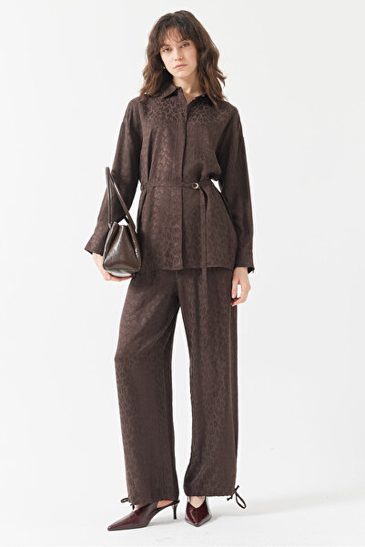 PAULMARK بنطلون نسائي بخصر مطاطي منقوش