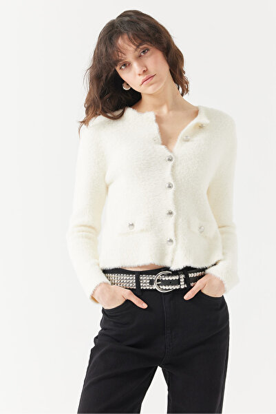 PAULMARK Women's pocketed cardigan with plush look