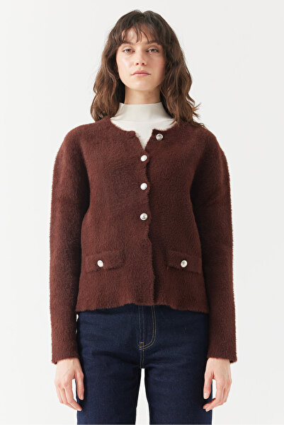 PAULMARK Women's pocketed cardigan with plush look