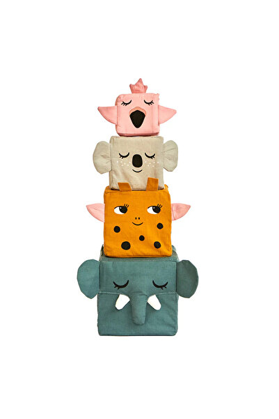 Roommate Cuburi stivuibile din bumbac - Jungle Animals, ROOMMATE, 0 ani+