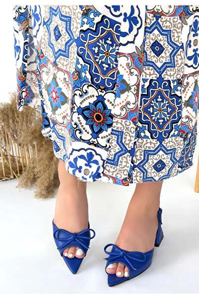 ZENGEZUR MALL Mtxdpn Lotta Blue Leather Heeled Shoes (232813) (Size: 36)