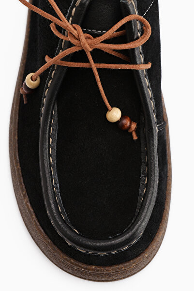 Limoya Полин Оригинални кожени черни суедни обувки с връзки