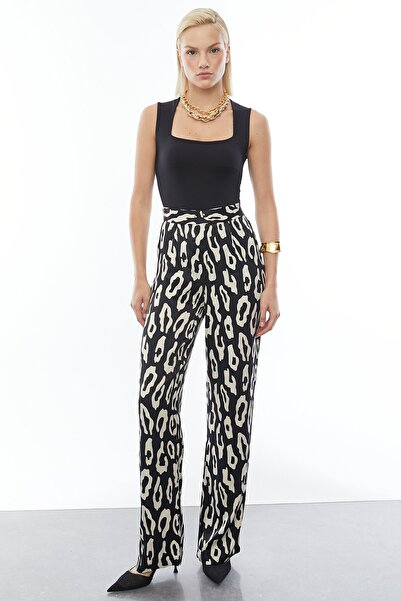 PAULMARK Satin Textured Patterned Trousers