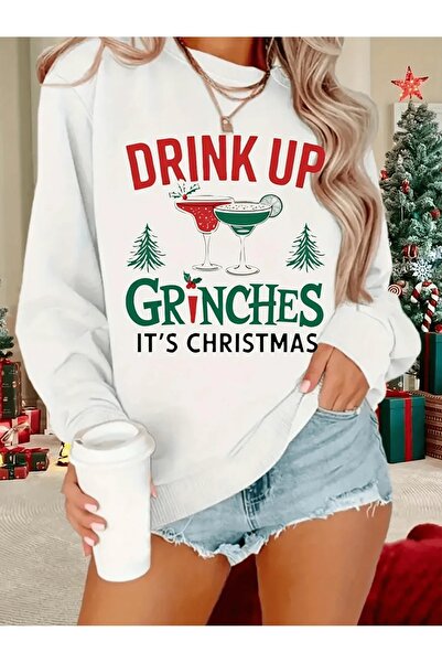 OVER HEAD Drink Up pentru femei cu imprimeu guler rotund Swea tricou