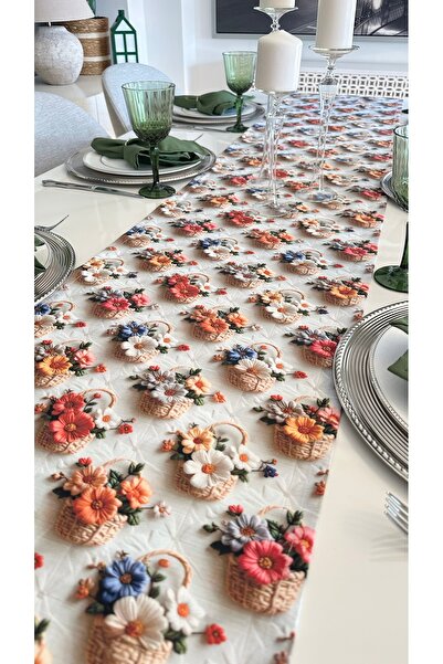 Decamor home 3D Floral Patterned Colorful Runner Stain Resistant Liquid Proof