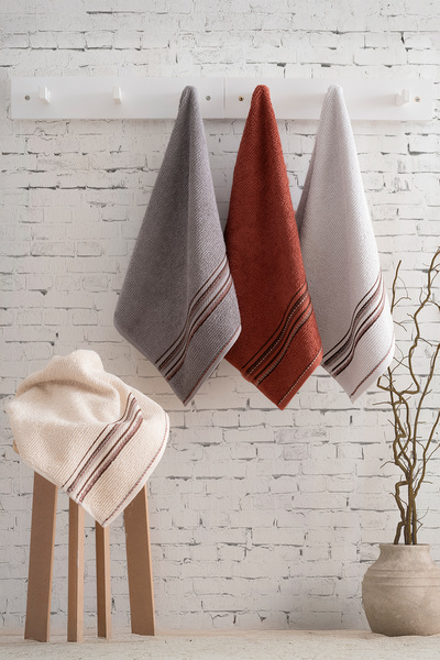 TICOTTO Suna 50×85 cm 100% Cotton Towel Set – 4 Pieces, Highly Absorbent, Hand and Face Towels