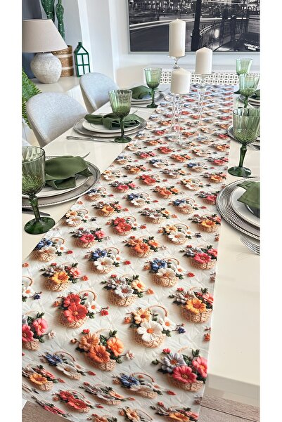 Decamor home 3D Floral Patterned Colorful Runner Stain Resistant Liquid Proof