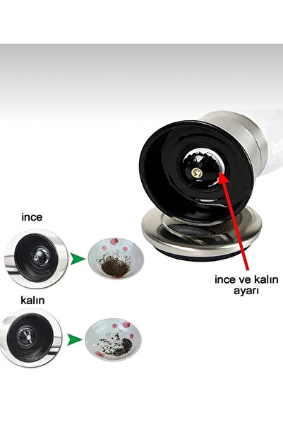 Tuz/Biber Değirmeni Çelik Kapak Cam Hazne 13 cm 2 Adet