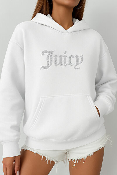 Bozz&Bozz Collection Women's Oversized Juicy Crystal Stone Printed Hoodie Sweatshirt