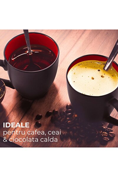 MIAMIO Set of 6 Coffee Mugs, Le Papillon collection, ceramic, red interior, 350 ml