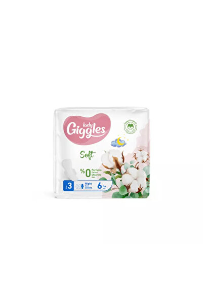 giggles Soft Absorbents, night, size 3, 6 drops, 6 pieces, Lady