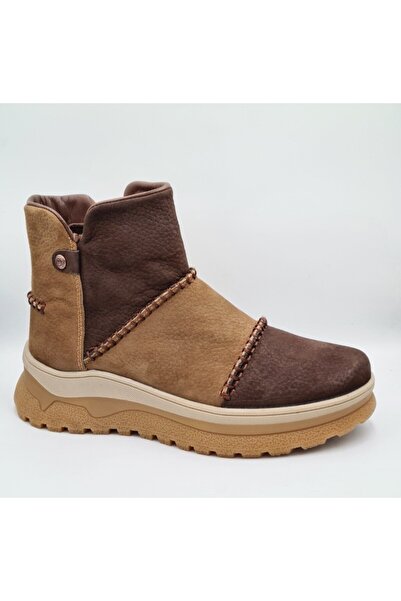 Mammamia D25KB-4090 Kahve Fındık Nubuk Hakiki Deri Kadın Günlük Fermuarlı Bot