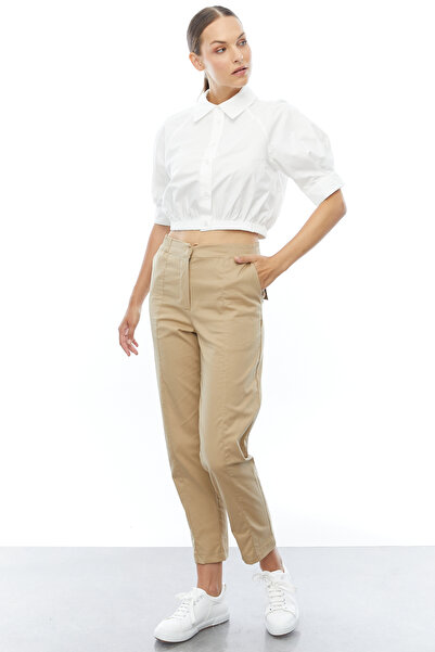 PAULMARK Дамски панталони с еластична талия и тясна кройка