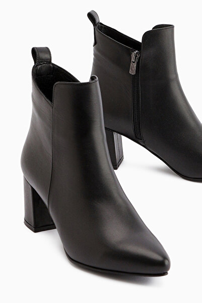 Limoya Julia Genuine Leather Black Heeled Women's Boots