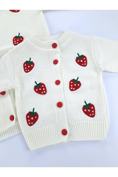 Butik Mother Daughter Matching Knitted Vest Cardigan with Strawberry and Daisy (Sold Separately)