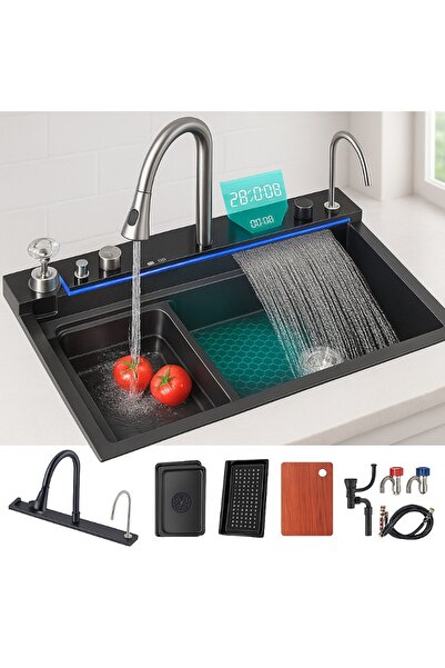 hoffmans Chiuveta Inteligenta Multifunctionala Smart - Afisaj Digital, Doua Cascade, Iluminare Ambientala