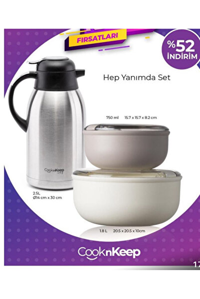 CooknKeep Pull Box Thermos 2 Liters and Storage Container 1.8 and 750 ml