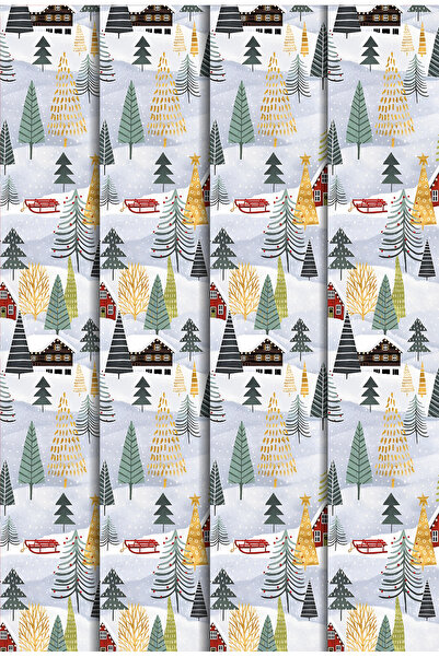 Mia Pera 35 X 50 cm New Year's Gift Wrapping Packing Paper (Pack of 4)