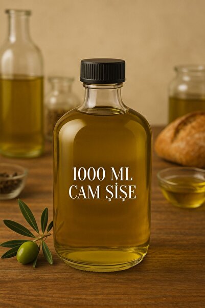 1 Piece 1000 ml Transparent Chubby Oil Bottle 1000 cc Oil Can Glass Bottle with Sealed Lock Lid
