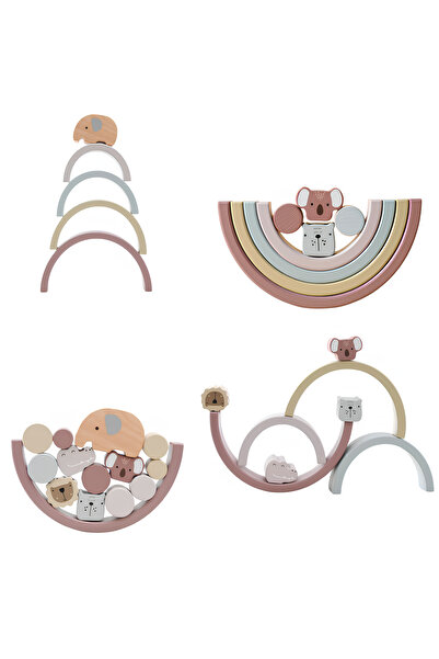 Arelair Magic Box 3-in-1 Wooden Rainbow Scale with Animals, Montessori, Educational Toy