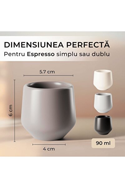 MIAMIO Σετ 4 φλιτζανιών καφέ εσπρέσο, συλλογή Luxe, κεραμικά, γκρι, 90 ml