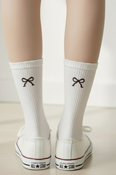 AYDK Бродирани пантофки с панделка от ребрист памук за жени в различни цветове