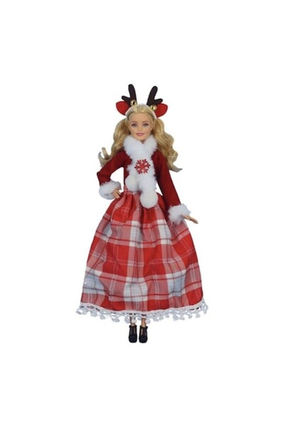 MASHASHOP Păpușă de Crăciun cu articulații, Roșu/Alb, 29 cm