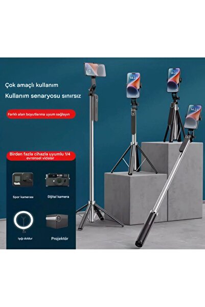 Universal P180 Mini 360° Döner Tripod & Selfie Çubuğu – 1.6 Metre