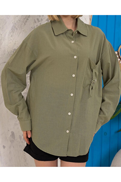 ZENGEZUR MALL Mtxdpn Relax Fit Linen Shirt Khaki S255349 (00120) (Size: S)