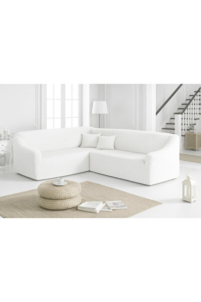 ELHAS BÜRÜMCÜK ETEKSİZ L KÖŞE koltuk örtüsü. 7 KİŞİLİK esnek, KÖŞE koltuk kıl...