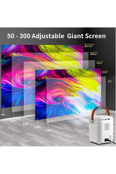 Generic Origimo HW999 Pro Smart Projector - LED, HDMI, Miracast, 50-150" Projection, White (Includes Karaoke