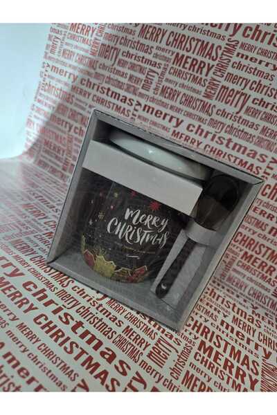 Jumbo Mug with Lid and Spoon Christmas Pattern