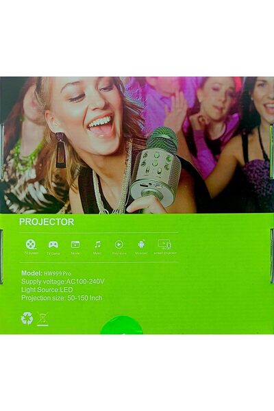 Generic Origimo HW999 Pro Smart Projector - LED, HDMI, Miracast, 50-150" Projection, White (Includes Karaoke