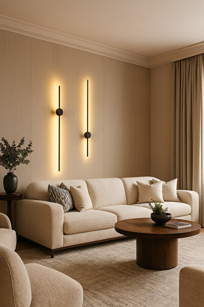 Avizen Lighting Project Modern Dekoratif Led Duvar Aplik Uzun Çubuk Tekli Siyah Kasa Gün Işığı 1 Adet