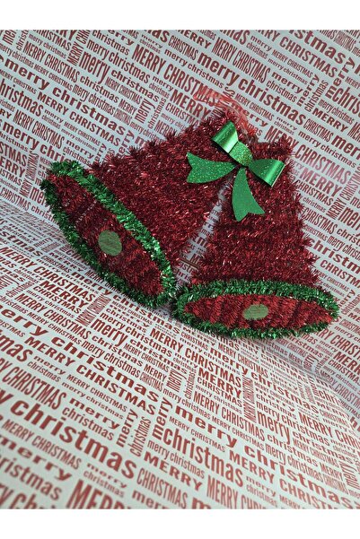 Jumbo Christmas Decoration Bells with Red Tinsel