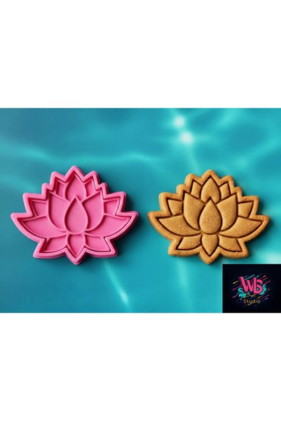 WLS studio قالب بسكويت على شكل زهرة اللوتس وأداة تشكيل عجينة السكر