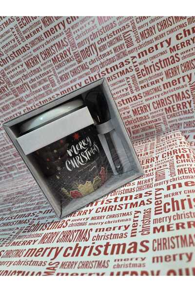 Jumbo Mug with Lid and Spoon Christmas Pattern
