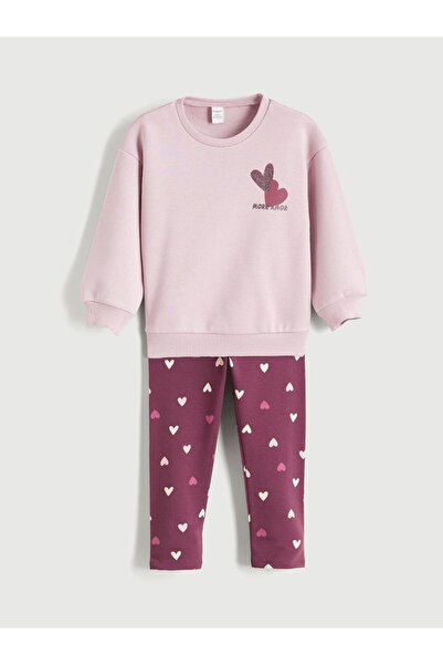 LC Waikiki Crew Neck Baby Girl Sweatshirt and Leggings