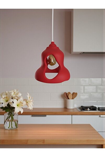 Dropcek eticaret Rustik İskandinav Kırmızı Beton Görünümlü Tekli Avize Sarkıt...